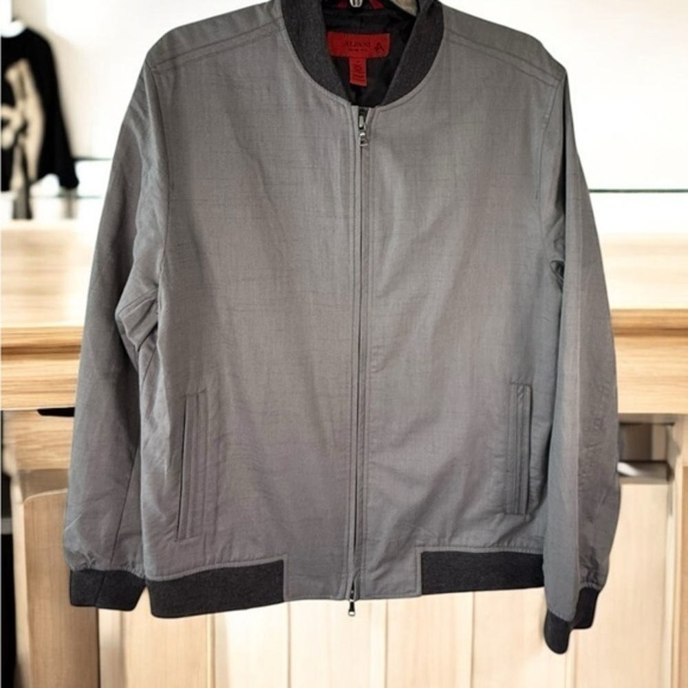 Alfani Mens Jacket Coat Alfani Gray Lightweight Bomber Jacket  NWT